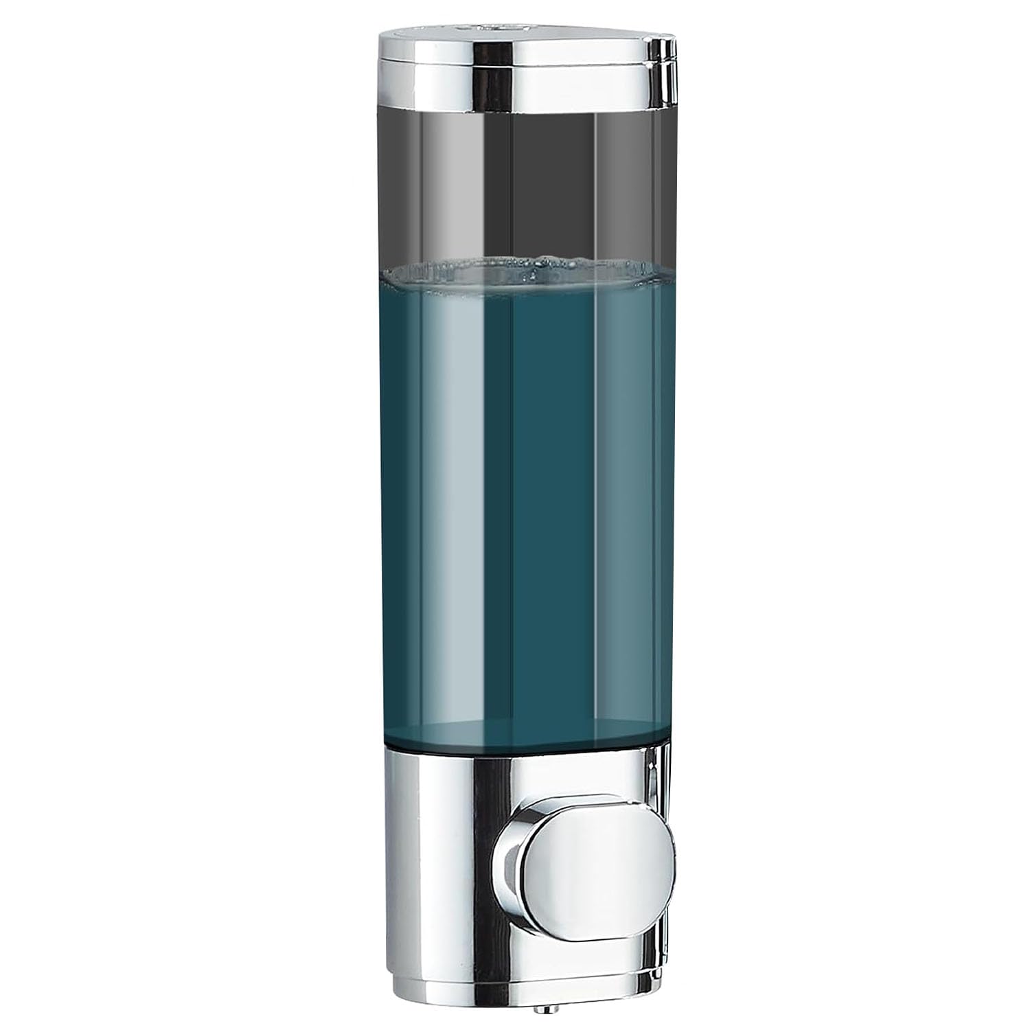 300mL Soap Dispenser,Shampoo Dispenser Wall Mounted for Bathroom,Silver Single Chamber Simple Human Plastic Body Wash Shower Gel Shampoo Conditioner