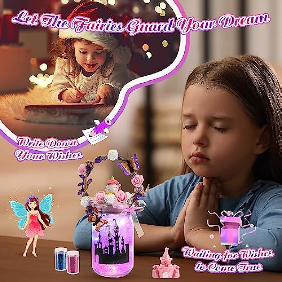 Qukir Fairy Lights, 6 7 8 9 Year Old Girl Gifts for 6-12 Year Olds Girl Toys Age 7-10 Unicorn Gifts for Girls Craft Kits for Kids Arts and Crafts for Kids Fairy Lantern Craft Crafts for Girl DIY Craft