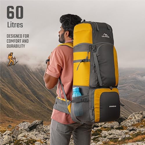 TRAWOC STONEX 60 Ltr Travel Backpack Trekking Rucksack bag for Men & Women Travel Bag Hiking Backback, HK001