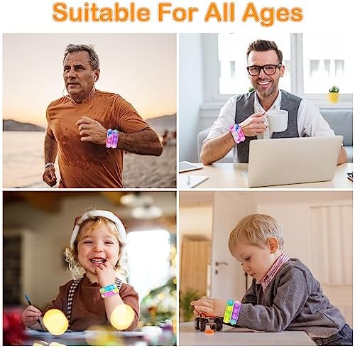 Coicok 30 PCS Pop Bracelet it Fidget Toys, 15 Colours, Party bag fillers for kids, Pop it fidget toys, Decompression Wristband with Autistic & ADHD, Kids party favours, Lucky dip prizes for kids