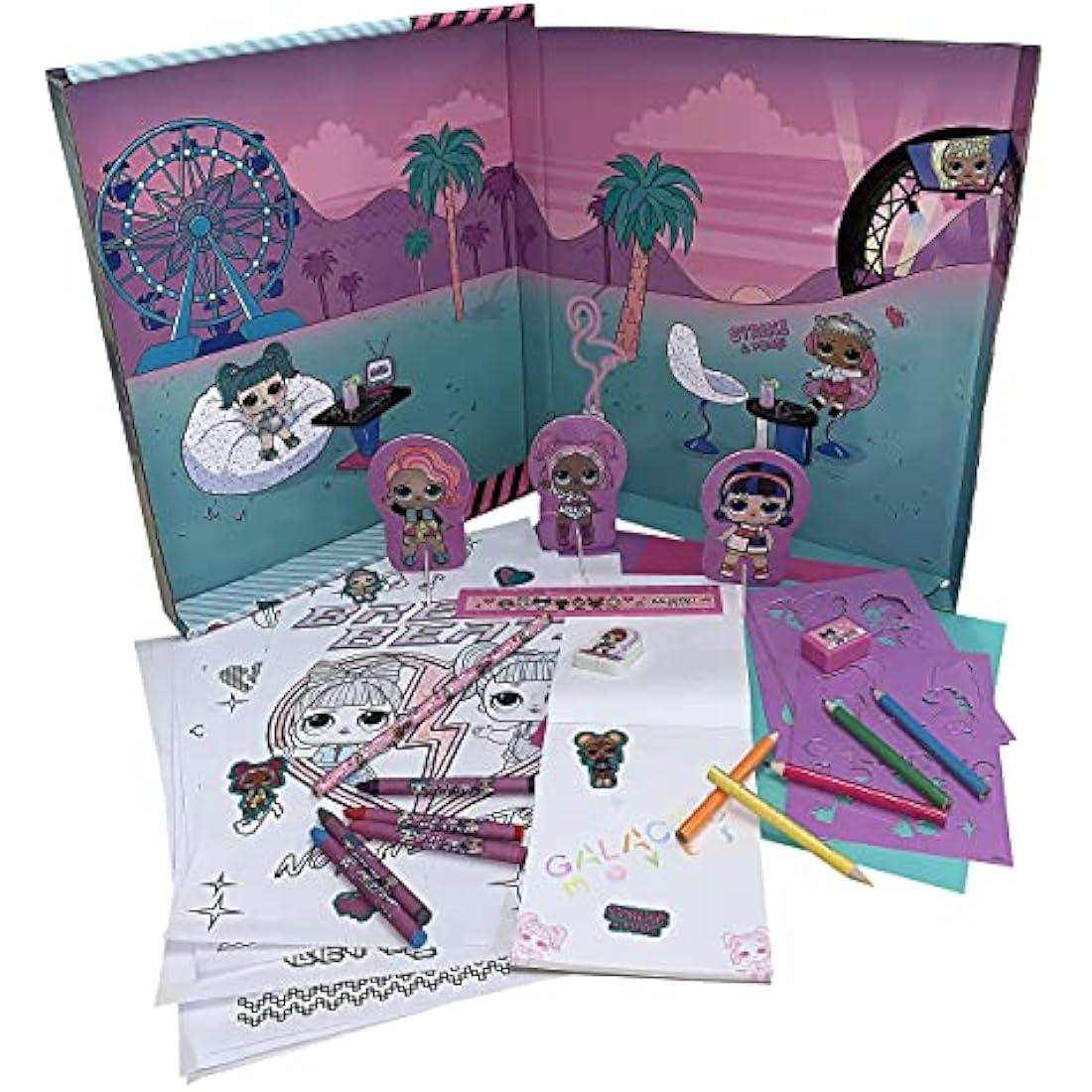 LOL Surprise Large Art Set | Colouring Set | Colouring Posters | Stickers Sheet | Girls Gifts | Stationary Set | School Supplies | LOL Stationery Set | Writing Pencils