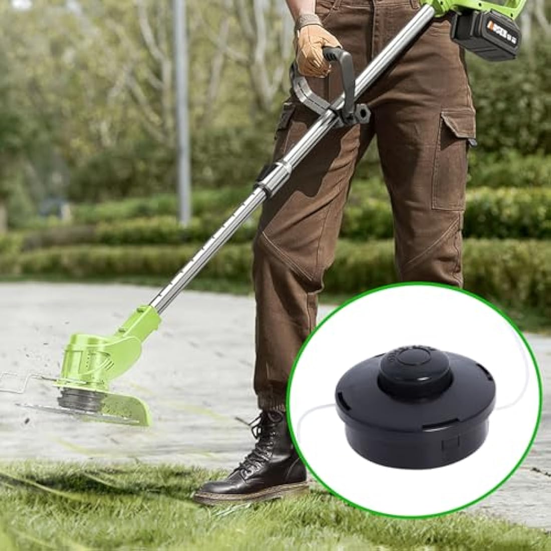 Poweka Universal Strimmer Head, 4 Pack Petrol Strimmer Replacement Head Dual 2 Line Petrol Strimmer Trimmer Brushcutter Bump Feed Spool Head, M10 x 1.25 LHF