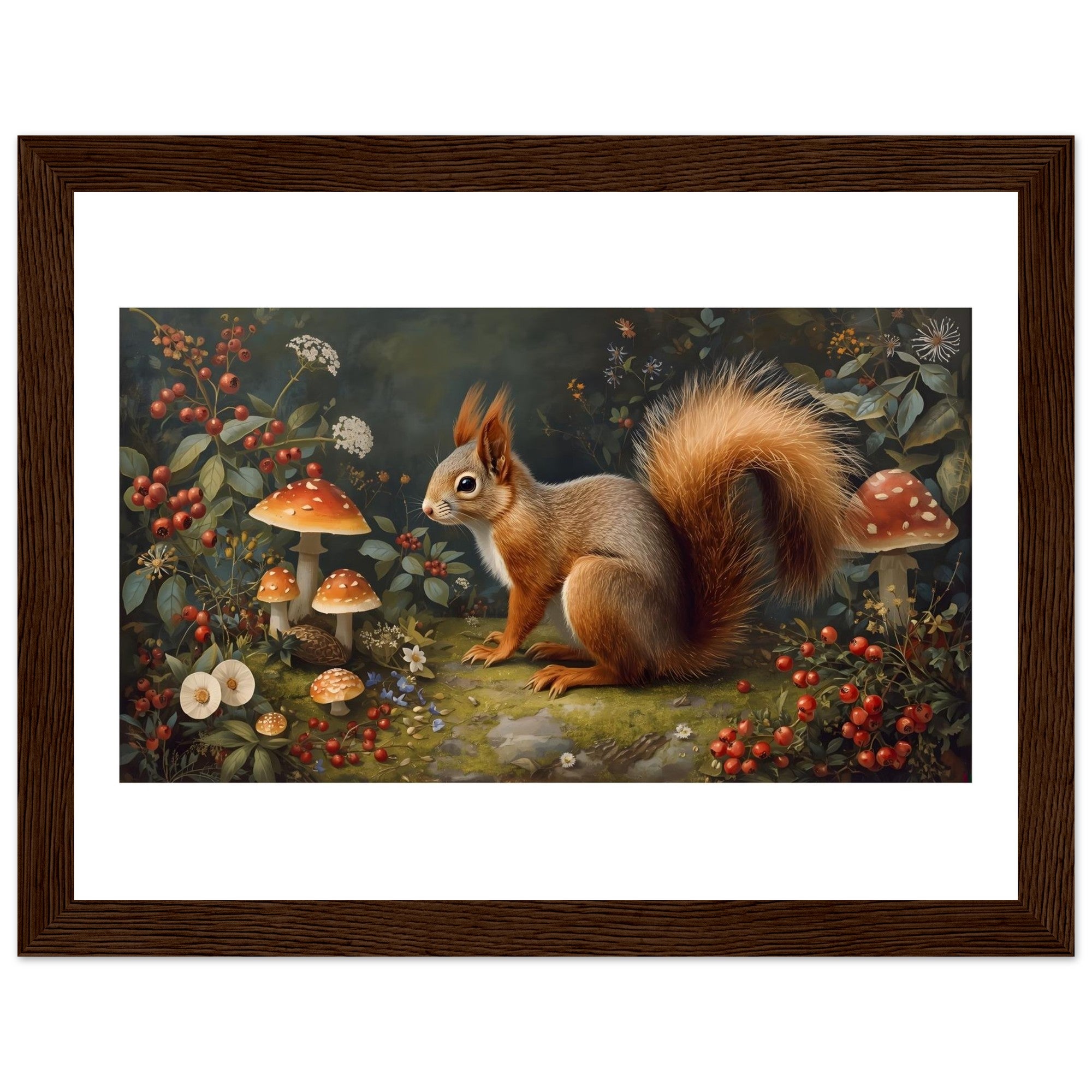 Woodland Squirrel Framed Print – Rustic Nature Wall Art