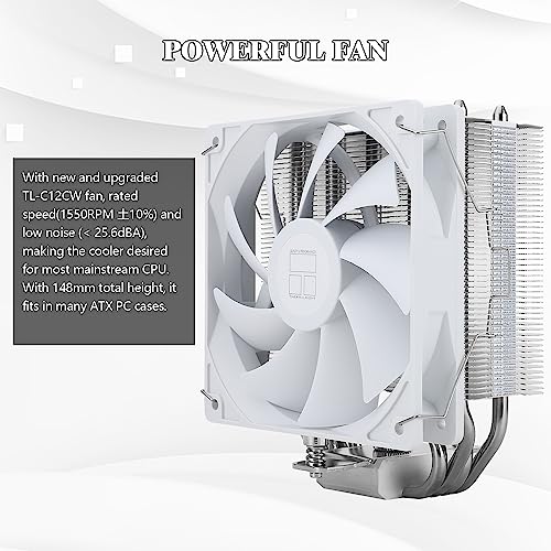 Thermalright Assassin X 120 SE White CPU Cooler, 4×6mm Heat Pipes, 120mm PWM Quiet Fan CPU Air Cooler With S-FDB Bearing, AGHP Technology, For AMD AM4 AM5/Intel 1700/1150/1151/1200(AX120SE WHITE)