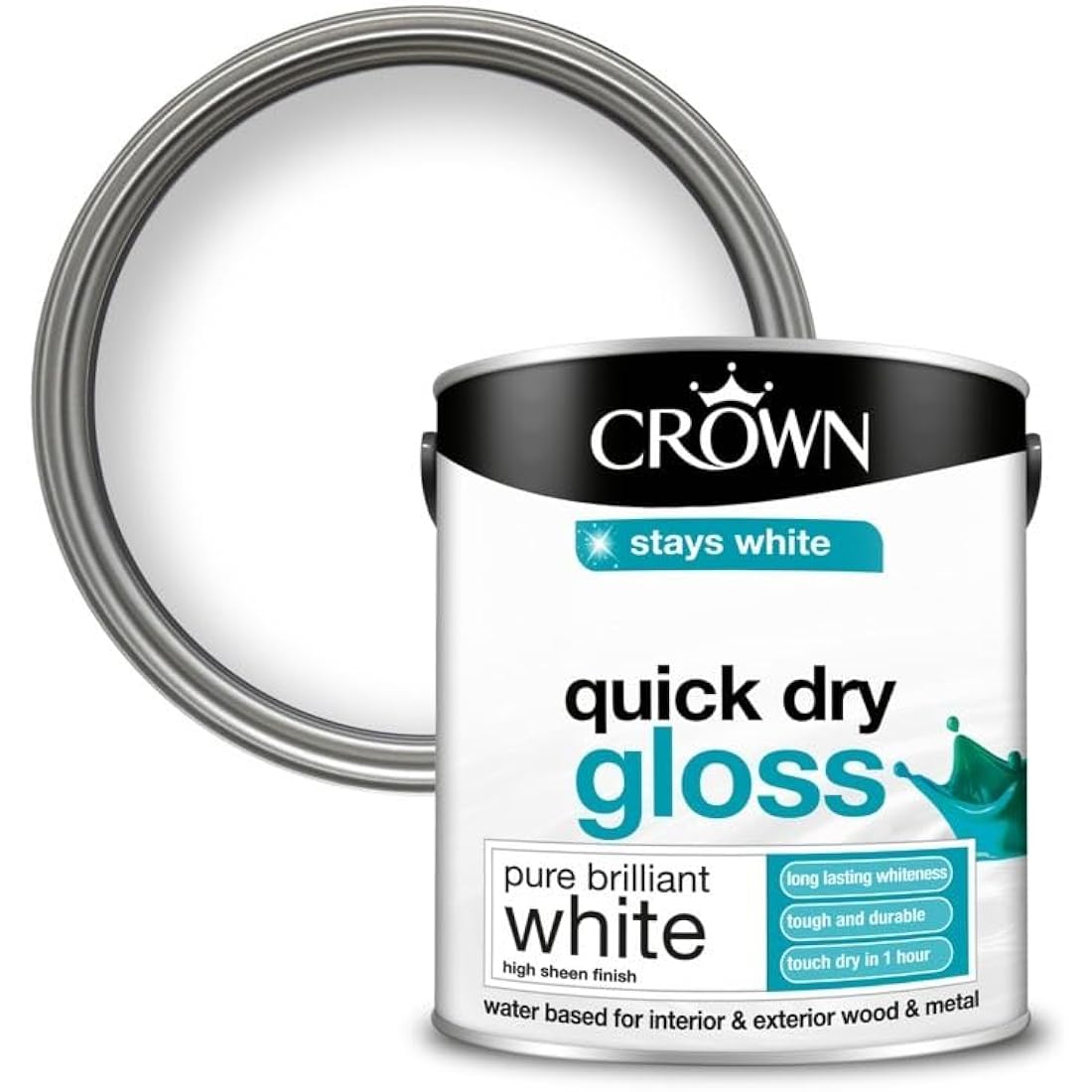 Crown Quick Dry Gloss Pure Brilliant White 2.5l Interior/Exterior