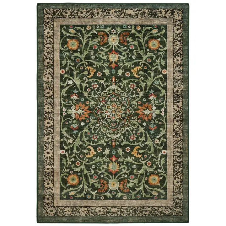 Rug Eco-Washable Country Paisley Green