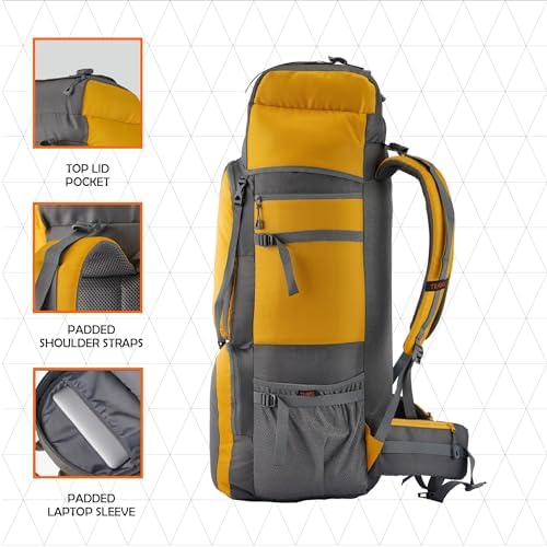 TRAWOC STONEX 60 Ltr Travel Backpack Trekking Rucksack bag for Men & Women Travel Bag Hiking Backback, HK001