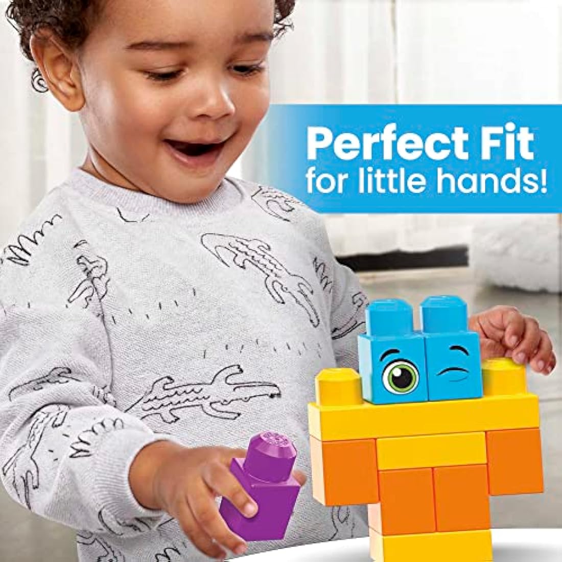 MEGA BLOKS Bigger Building Bag building set with 150 big and colorful building blocks, and 1 storage bag, toy gift set for ages 1 and up
