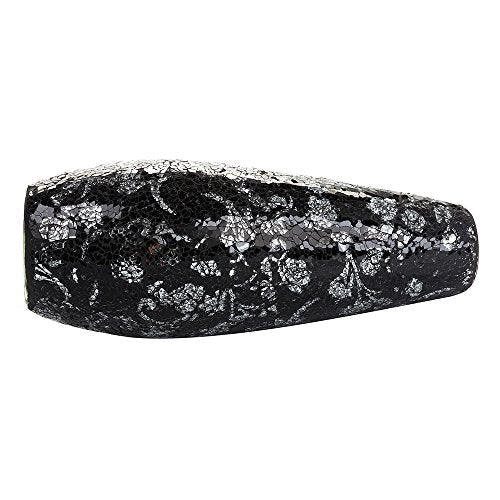 London Boutique Large Tall Vase 18" 40cm Vases for Flowers Handmade Decorative Mosaic Glitter Vase Sparkled Glass gift present (Large Black Rose)