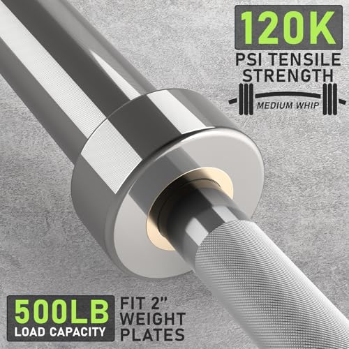 PhysKcal 15kg Olympic Barbell for Women, 6.6ft Barbell 33lb, Women?s Barbell for Squat, Deadlift, Bench Press and Hip Thruster, Weight Plates