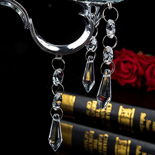 London Boutique Crystal Candelabra Tea Light Candle Holders 5 Arms Decorative with swarovski crystal elements Gift Present (5 Arms)