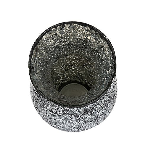 London Boutique Vases Mosaic Black Large small 12" or 16" Decorative Glitter Sparkle vase gift H28 (Small, Black Silver)