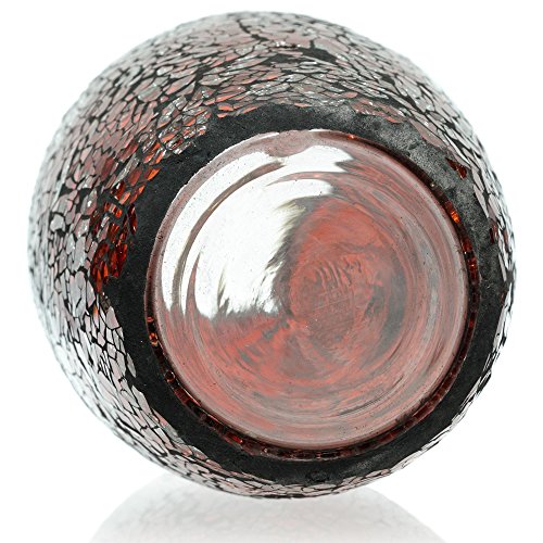 London Boutique Decorative Glittery Sparkled Mosaic Flower Vase gift present (30YG Red Rose)