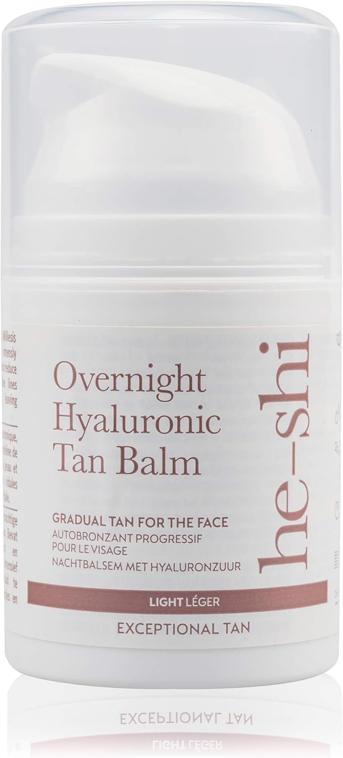 He-Shi Gradual Face Tan - Overnight Hyaluronic Tan Balm - Anti-Ageing Gradual Tanning Moisturiser - Hydrating & Firming - Evening Skincare with