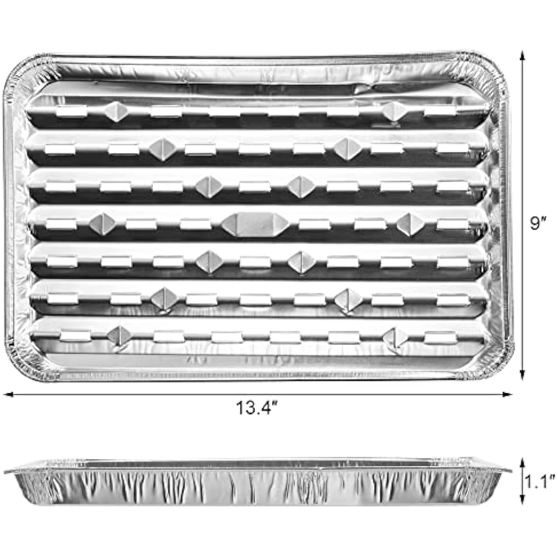 Yesland 30 Pack Disposable Barbecue Tray 34 x 23 x 2.8cm Aluminum Grill Containers Aluminum Foil Pans Barbecue Grilling Trays Baking Plate with Holes for BBQ Grilling Baking