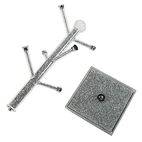 London Boutique Crystal Kitchen Mug Holders Free Standing Sparkle Crushed Diamond Filled Square base 15.7 Inches Height