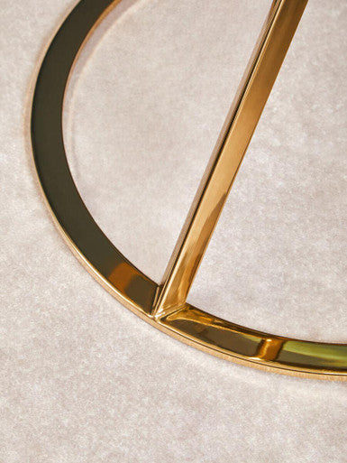 Champagne Gold Stainless Steel Base Round End Table with Tempered Glass Top, Allure
