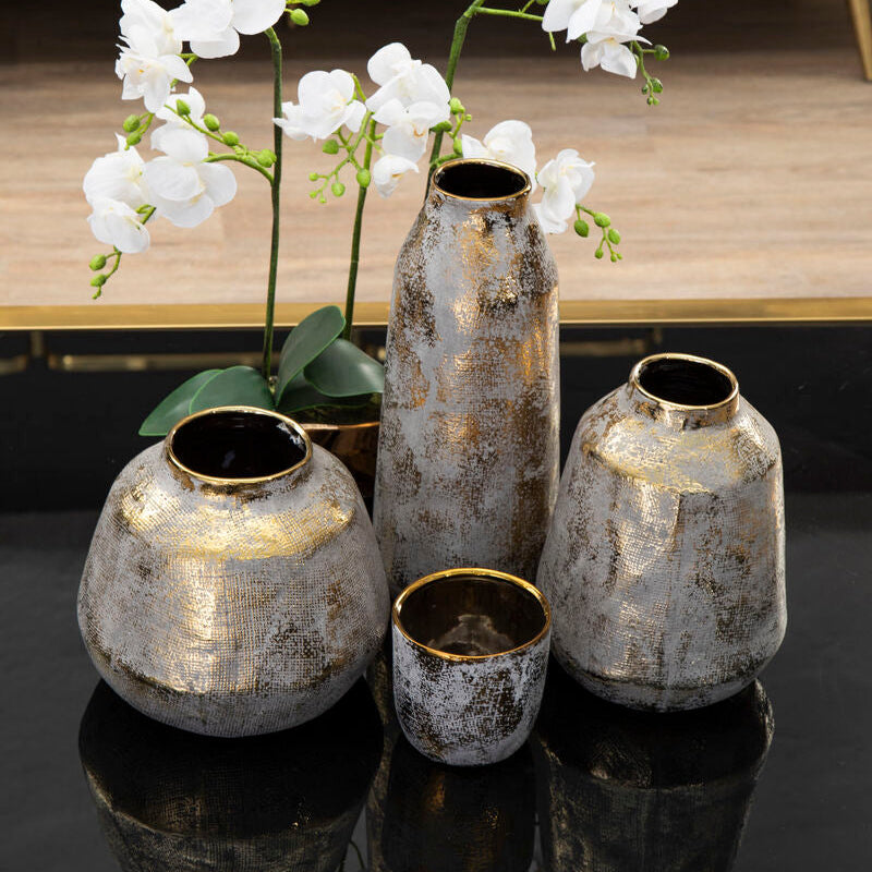 Orvena Large Grey and Gold Ceramic Vase