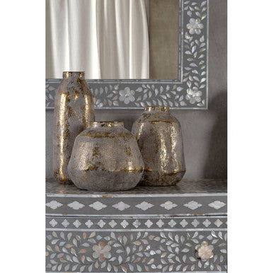 Orvena Large Grey and Gold Ceramic Vase