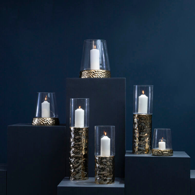Martele Medium Hurricane Gold Candle Holder