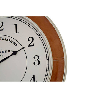 Churchill 58cm Dia Tan Genuine Leather Large Wall Clock