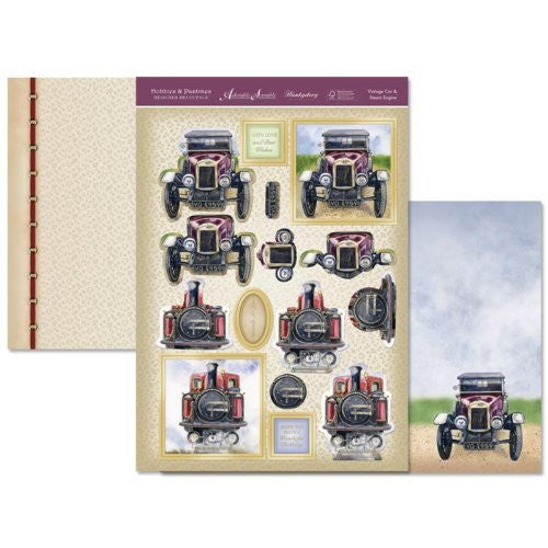 Hunkydory Designer Decoupage VINTAGE CAR & STEAM engine - Hobbies Pastimes