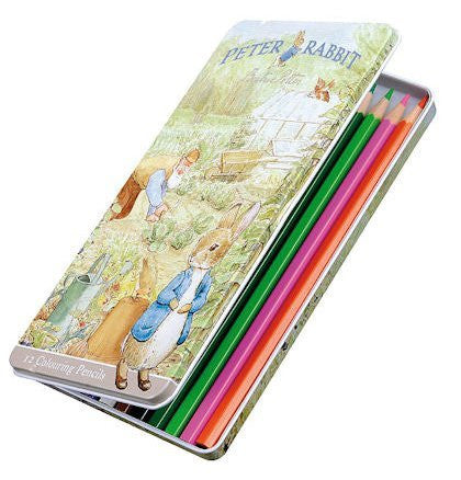 peter rabbit 12 colouring pencils in tin