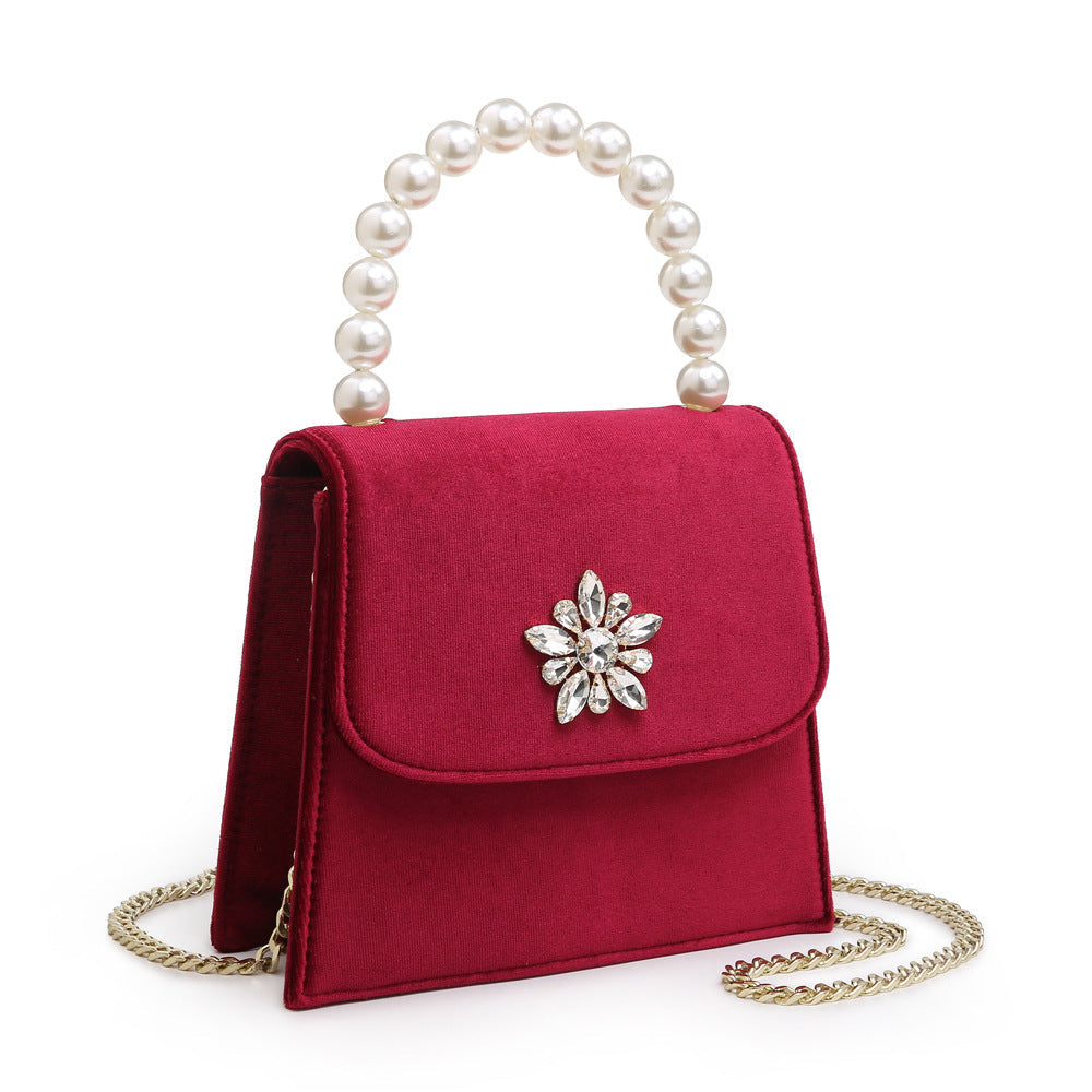 Women's Velvet Small Square Chain Shoulder Messenger Bag