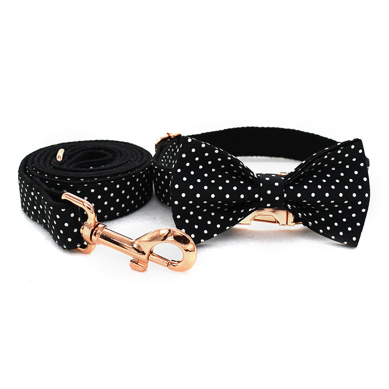 Black Polka Dot Collar Dog Leash Pet Neck Collar