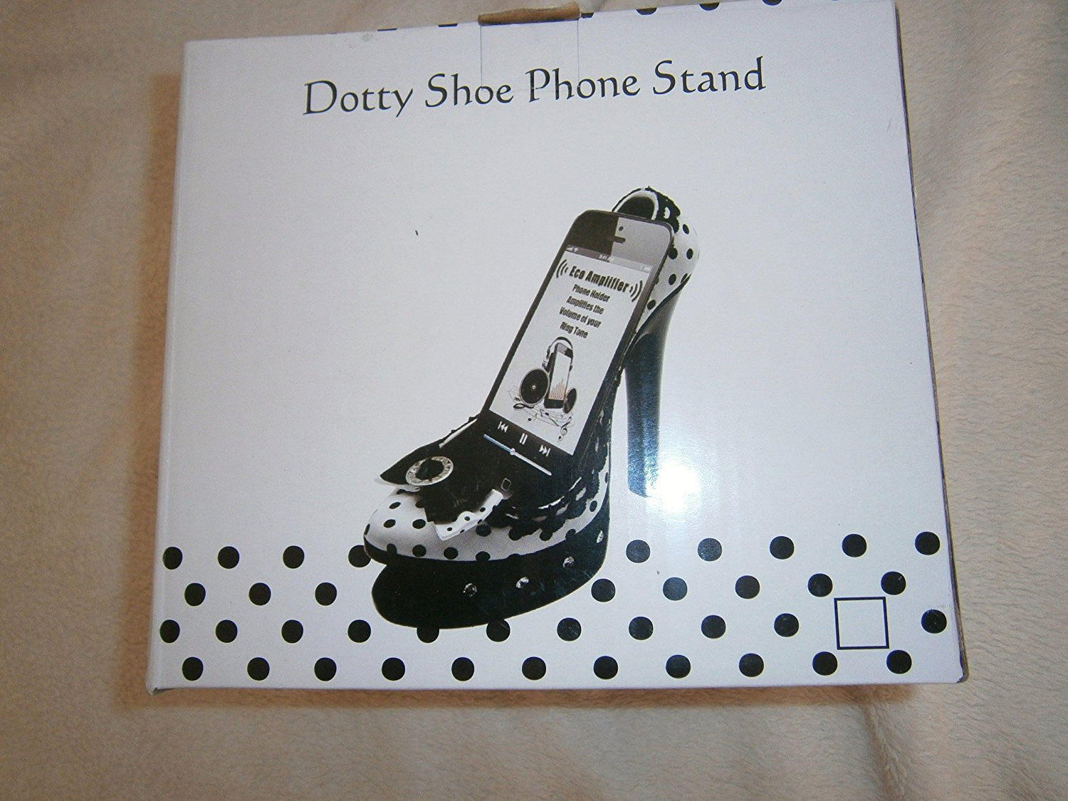 dotty shoe phone stand polka dot red