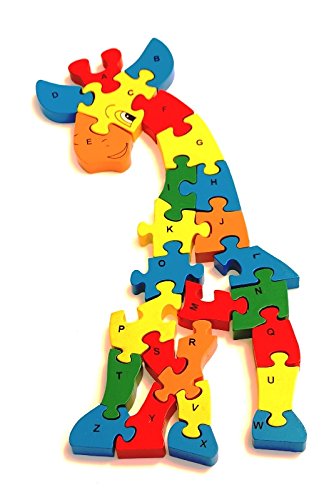 Colourful Chunky Wooden Alphabet Jigsaw Puzzle - Giraffe