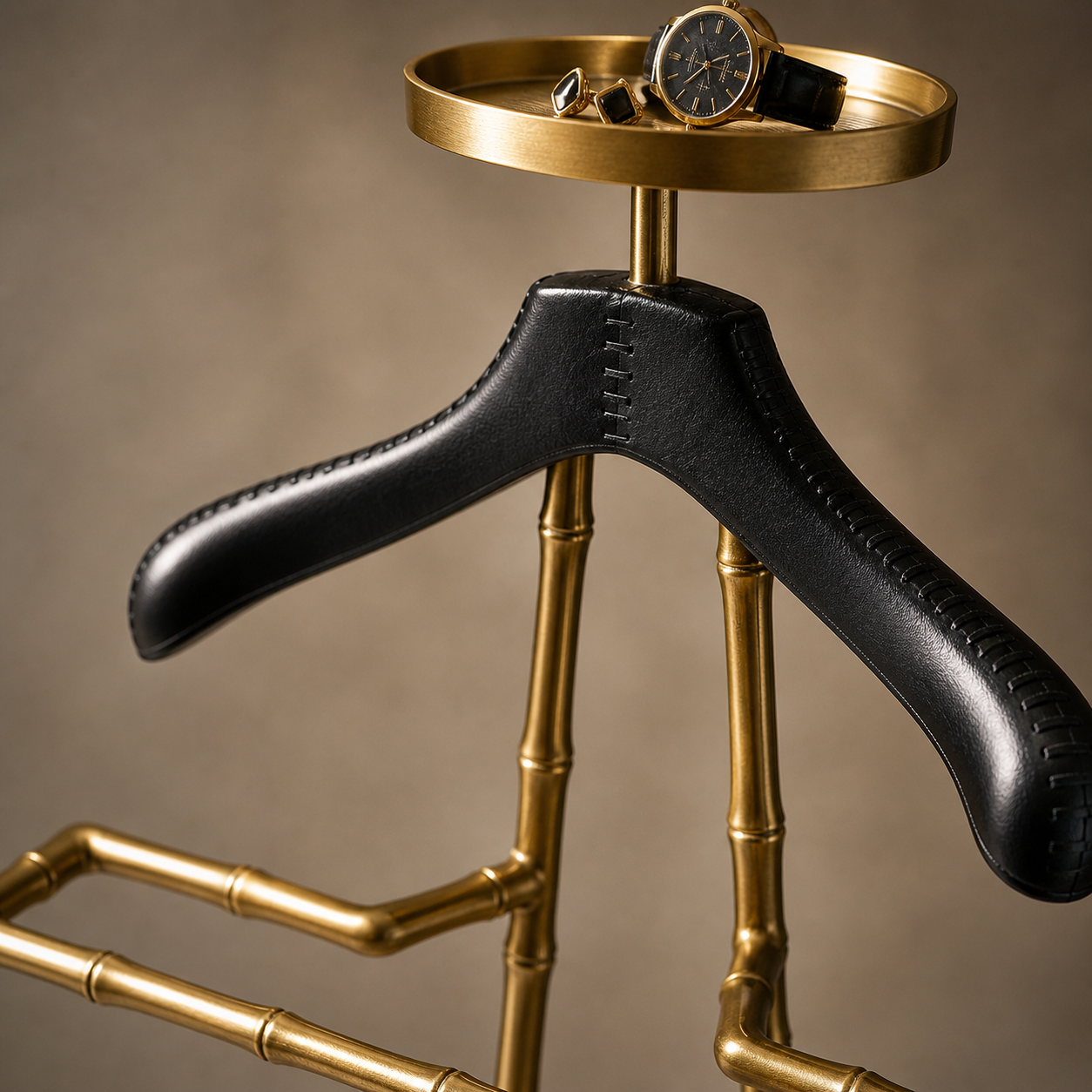 Luxury Dressboy Vintage Brass / Black 50.5 x 31 x H. 117 cm - Clothes Rack Coat Rack Suit Stand Mute Servant Gentleman - Luxury Accessories