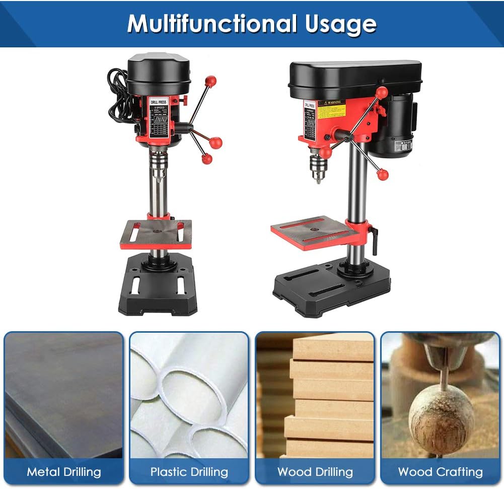 Mini Bench Drill Press 350W 5-Speed Pillar Drill with Cast Iron Base 220V