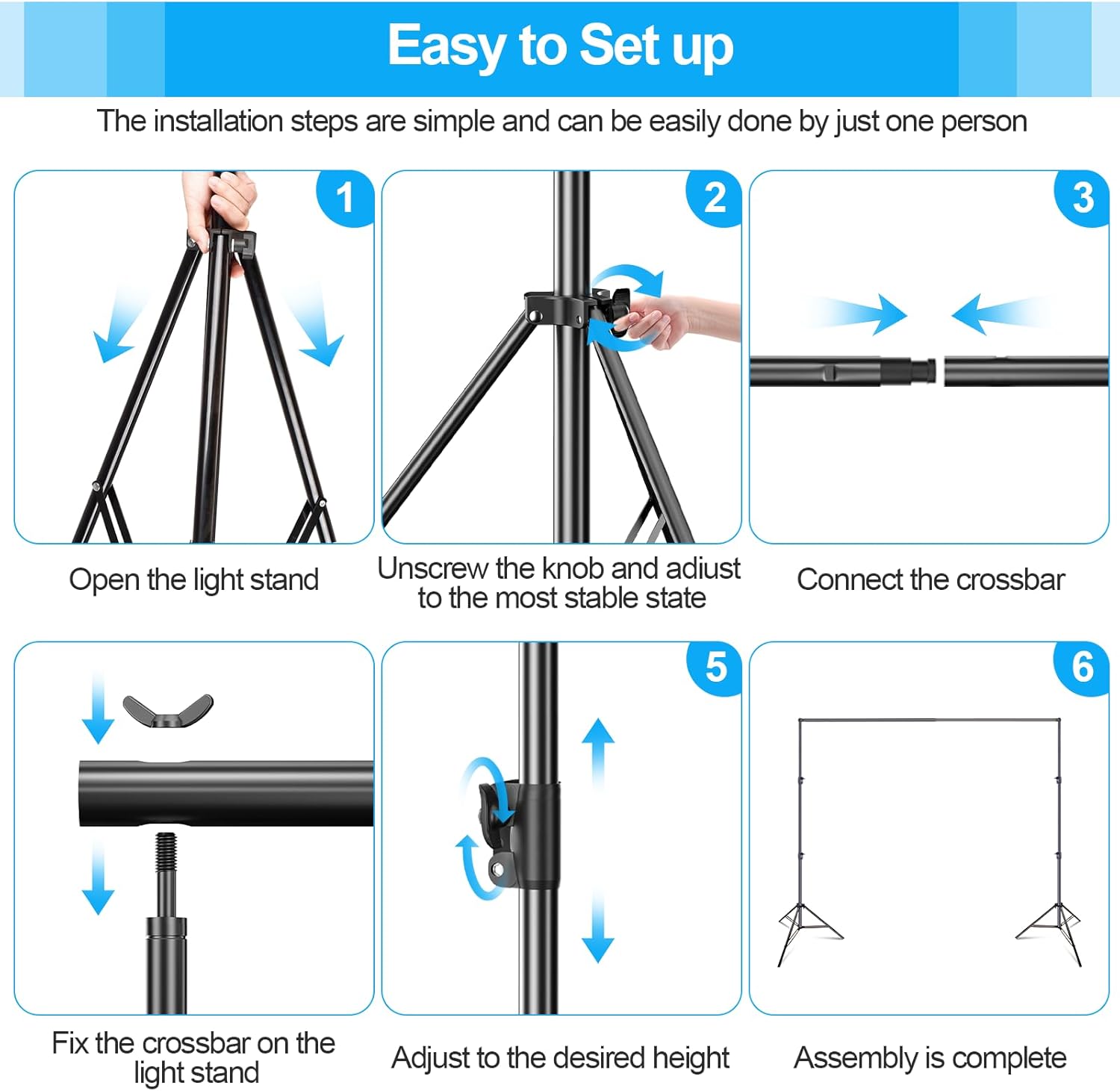 Backdrop Stand Kit 3x3.6m Large Adjustable Photography Frame for Studio EMART