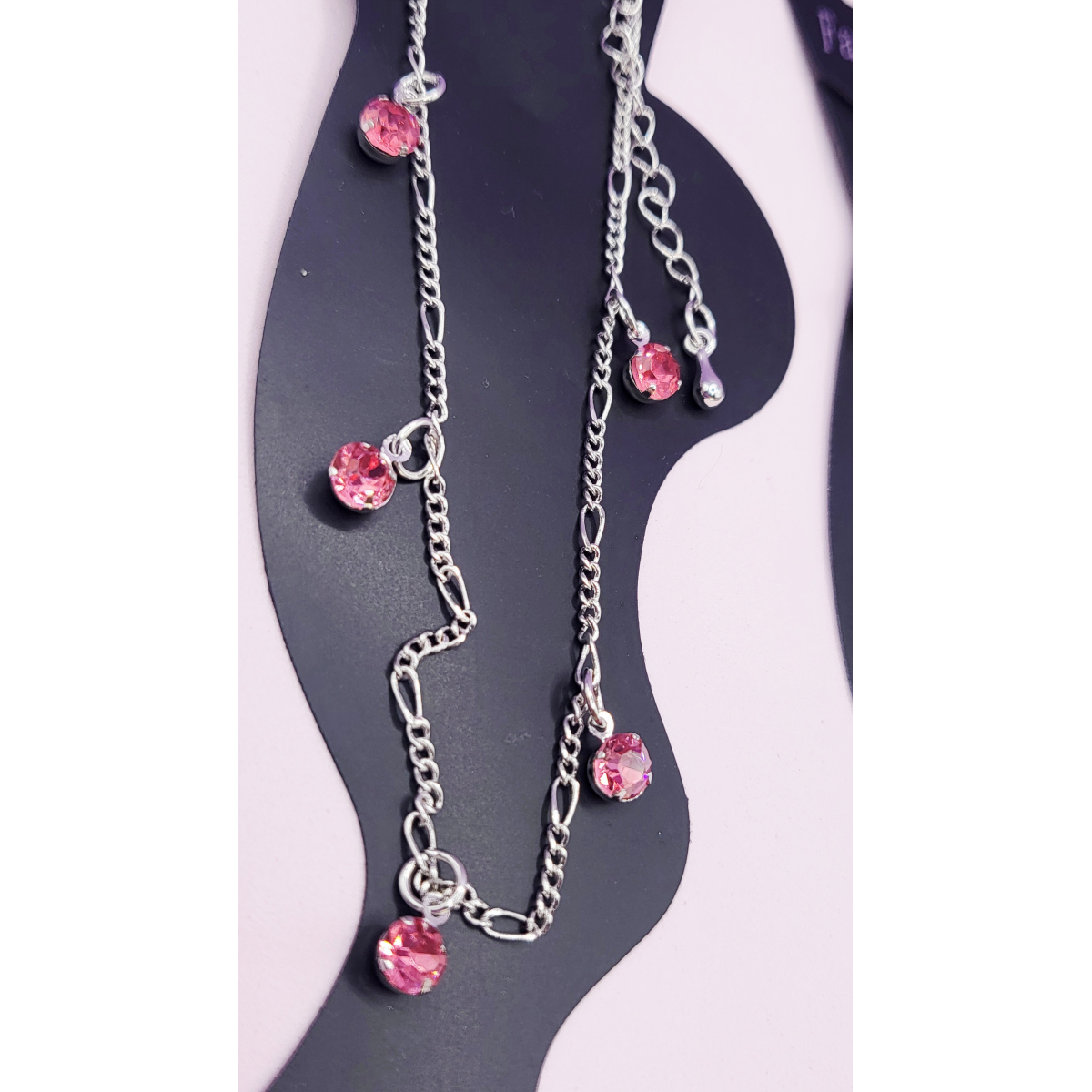 Pink Crystal Charm Anklet