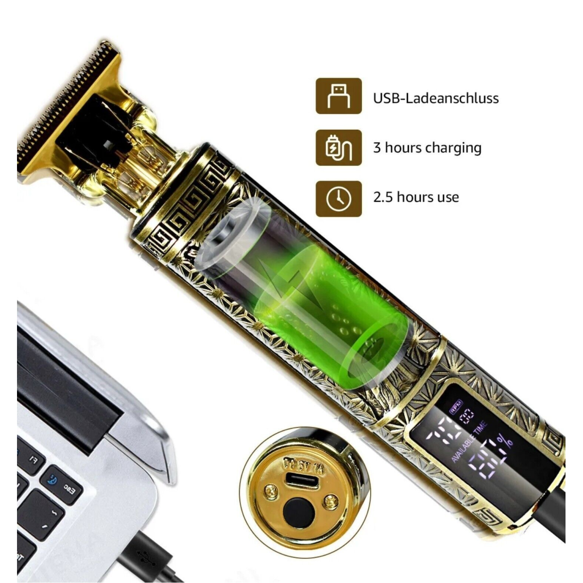 LCD Professional Hair Clippers Beard Trimmer Men Hair Cutting Cordless Barber Shaving Machine