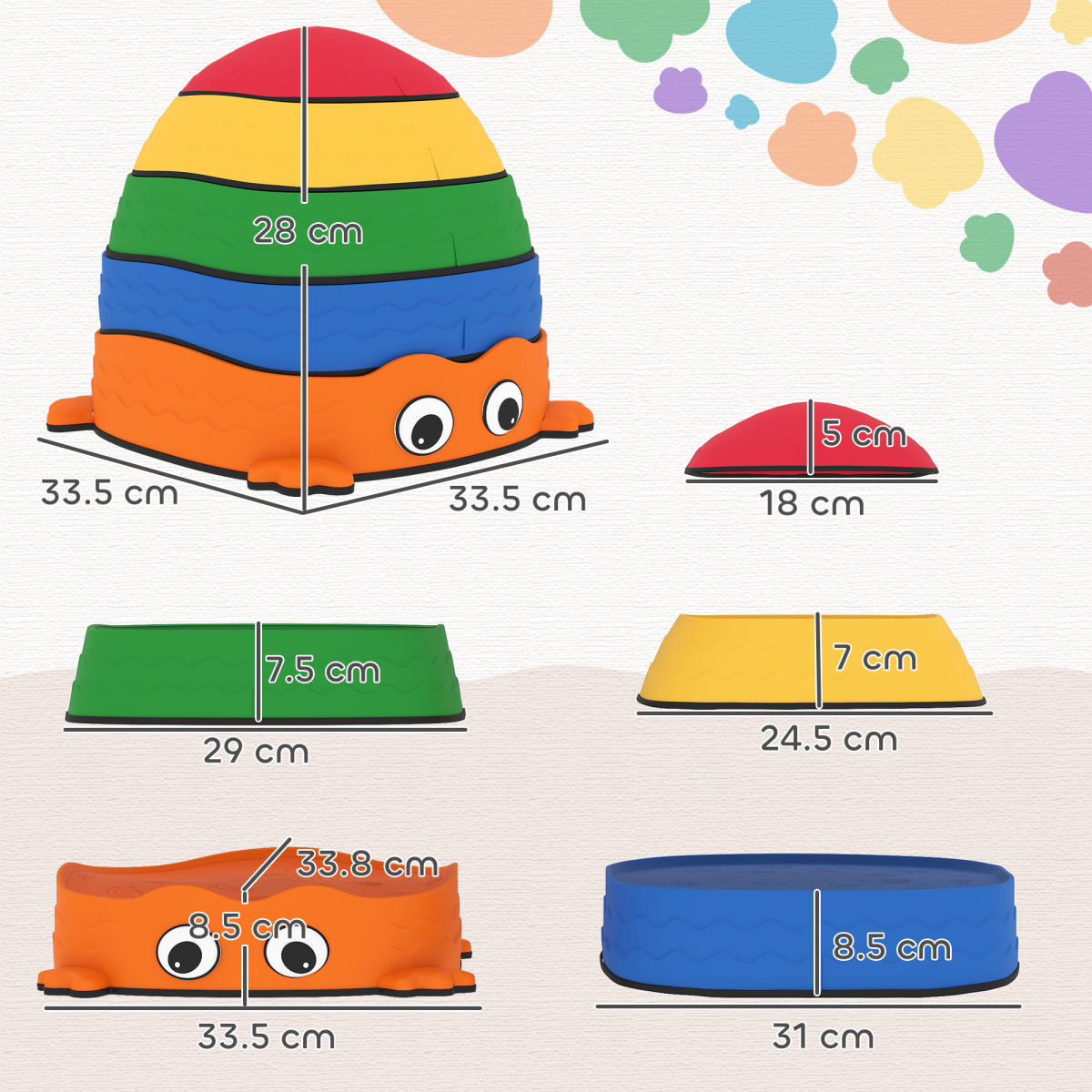 AIYAPLAY 5PCS Kids Stepping Stones, Frog-Shaped Balance Stepping Stones