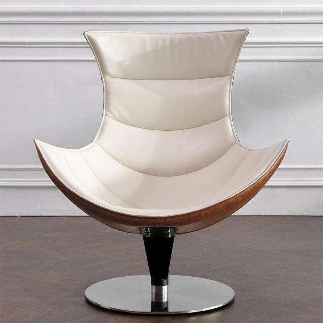 Lobster Lounge Swivel Chair With Ottoman, Walnut Texture