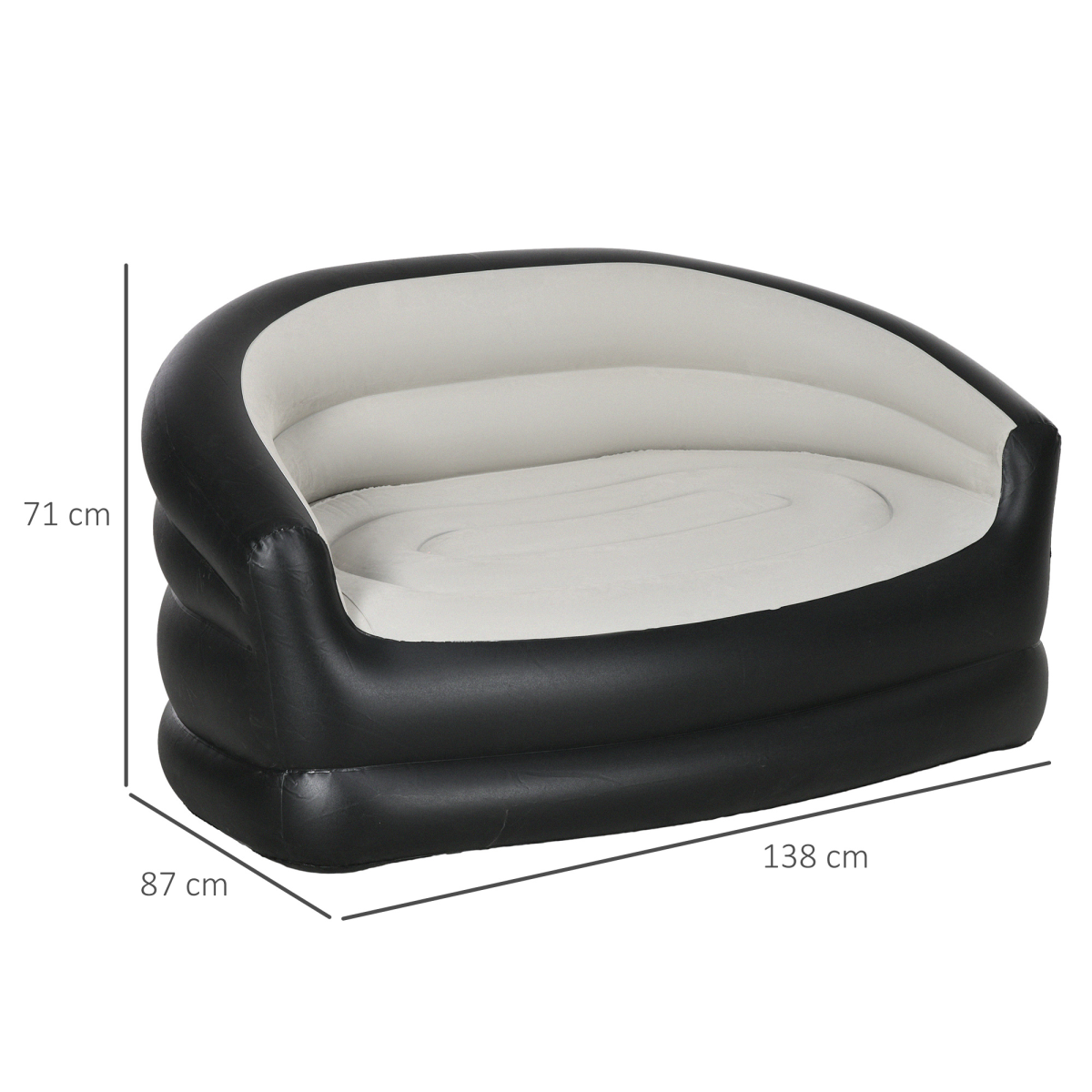 Outsunny Inflatable Chair with Soft Plush Fabric for Movie Watching, Grey