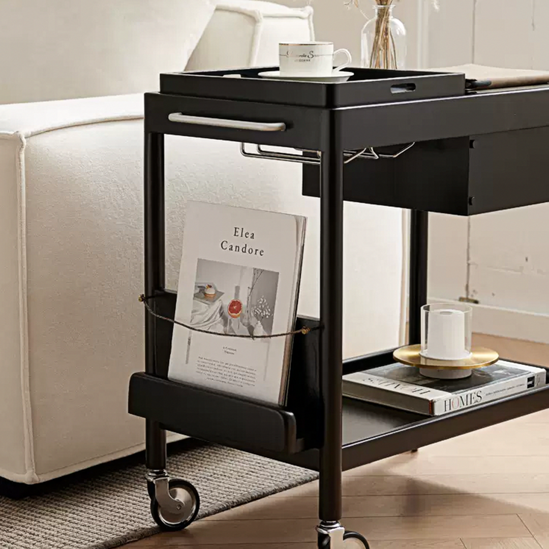 Orion With Magazine Rack Side Table With Trolleys