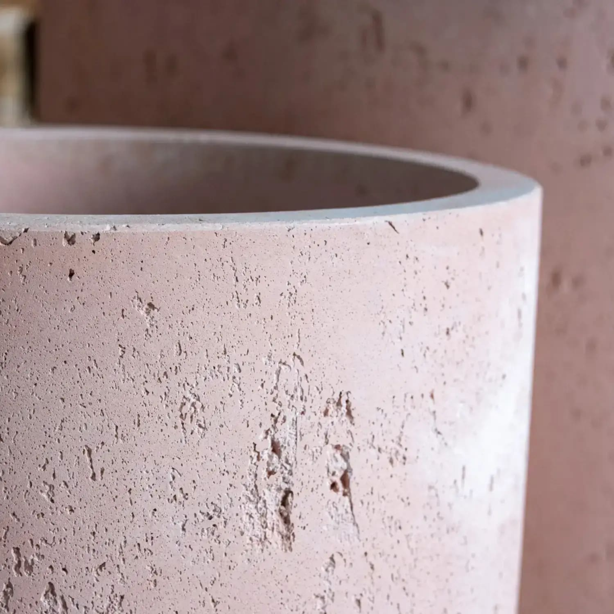 Aurella | Blushstone – 55cm Extra Large Concrete Cylinder Planter – 93L Round Plant Pot