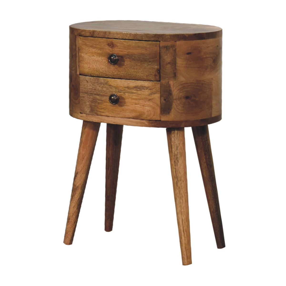 Artisan Furniture Solid Wood Mini Oak-ish Rounded Bedside Table