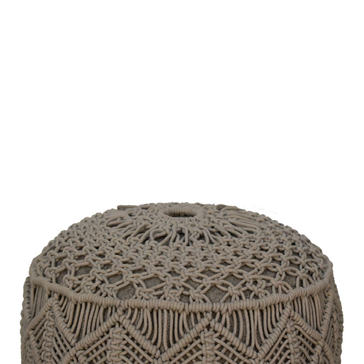 Artisan Furniture Solid Mango Wood Crotchet Grey Footstool