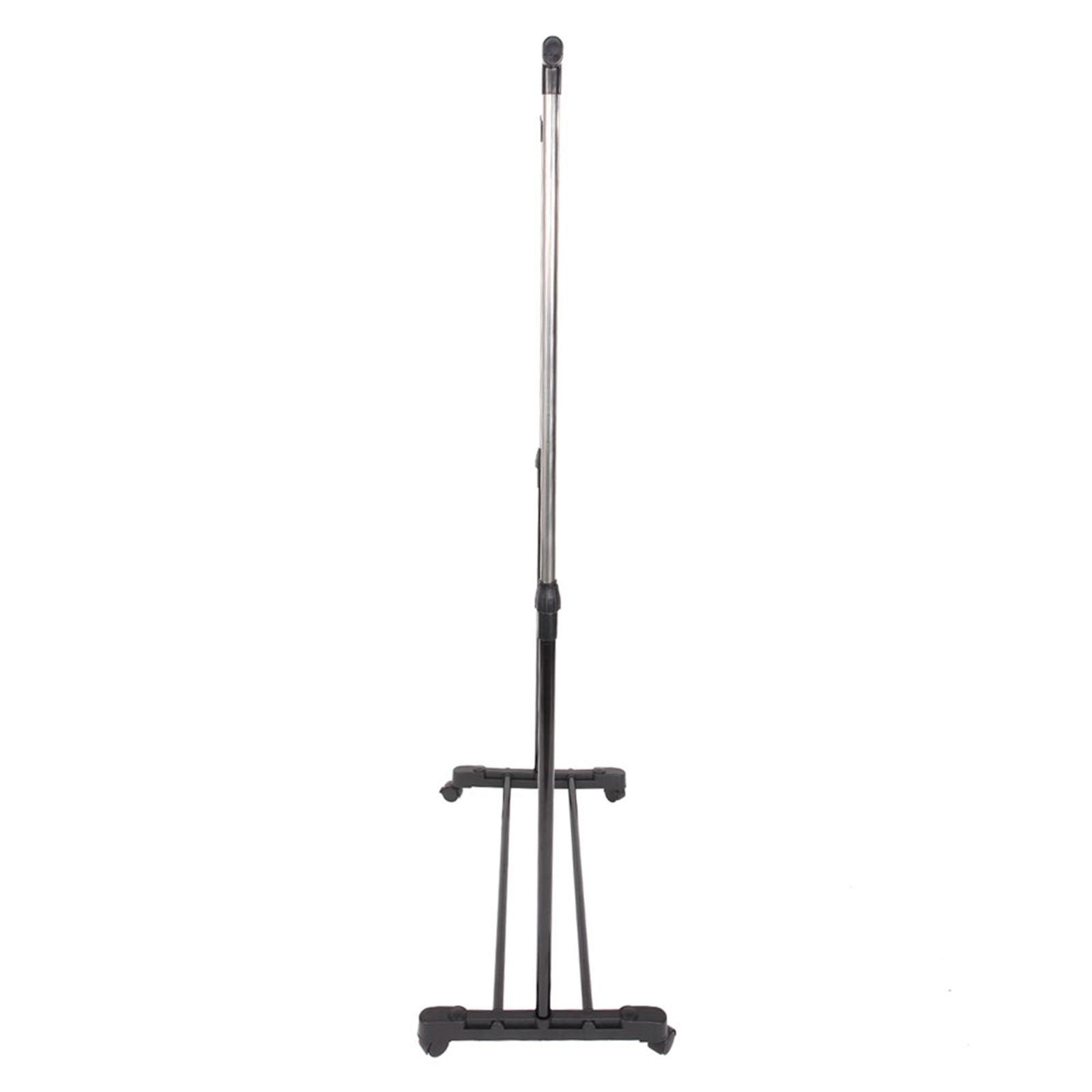 Single-bar Vertical & Horizontal Stretching Stand Clothes Rack with Shoe Shelf YJ-01 Black & Silver
