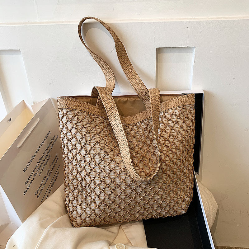 Women's Fashion Simple Straw Hollow Shoulder Bag