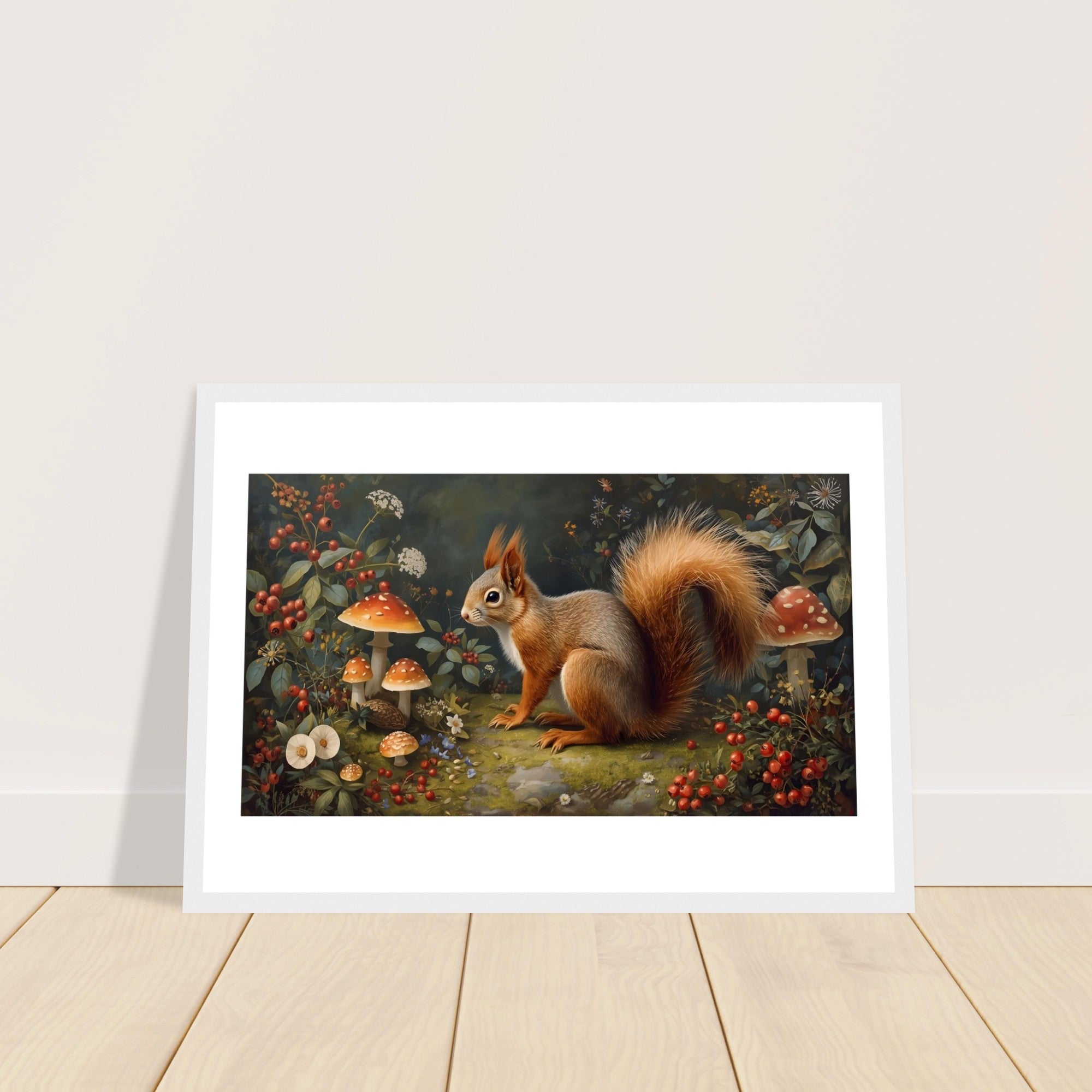 Woodland Squirrel Framed Print – Rustic Nature Wall Art