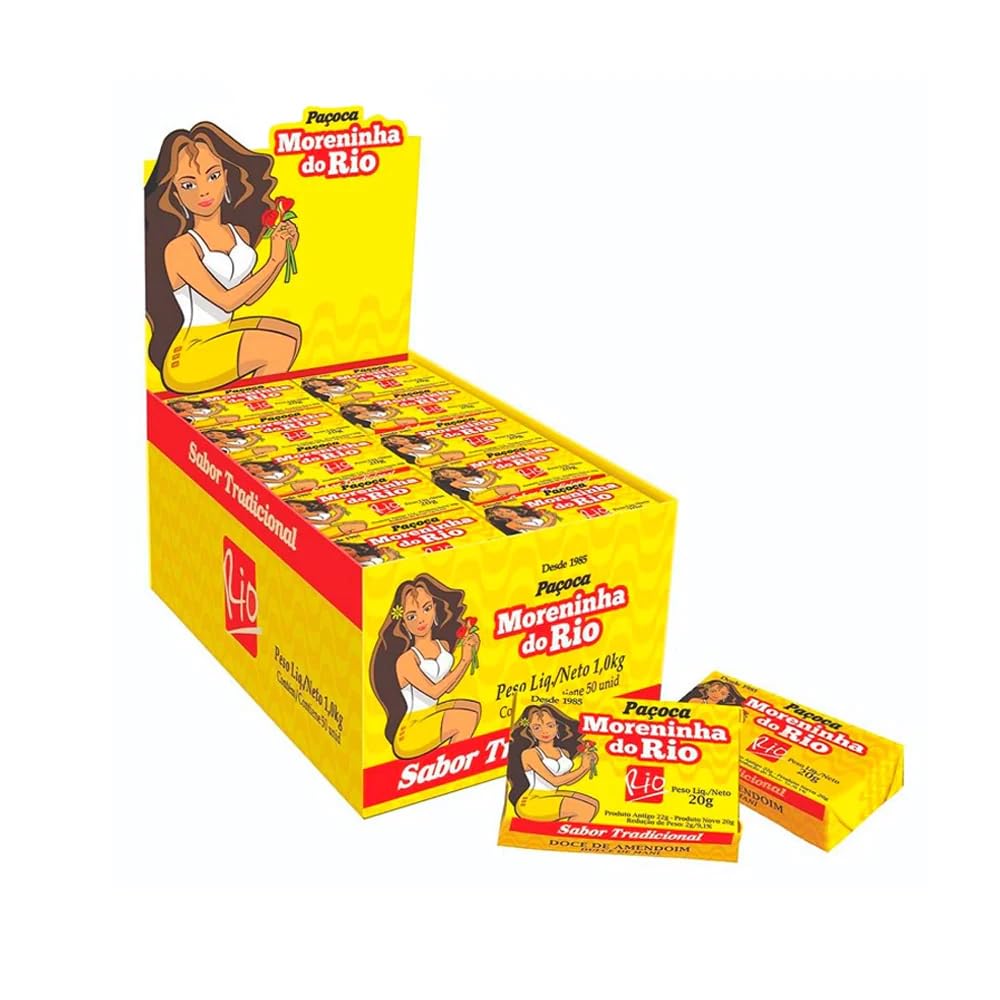 Fine peanut bar, plastic container 1000g - Pa?oca Retangular Tradicional Moreninha do Rio 1Kg