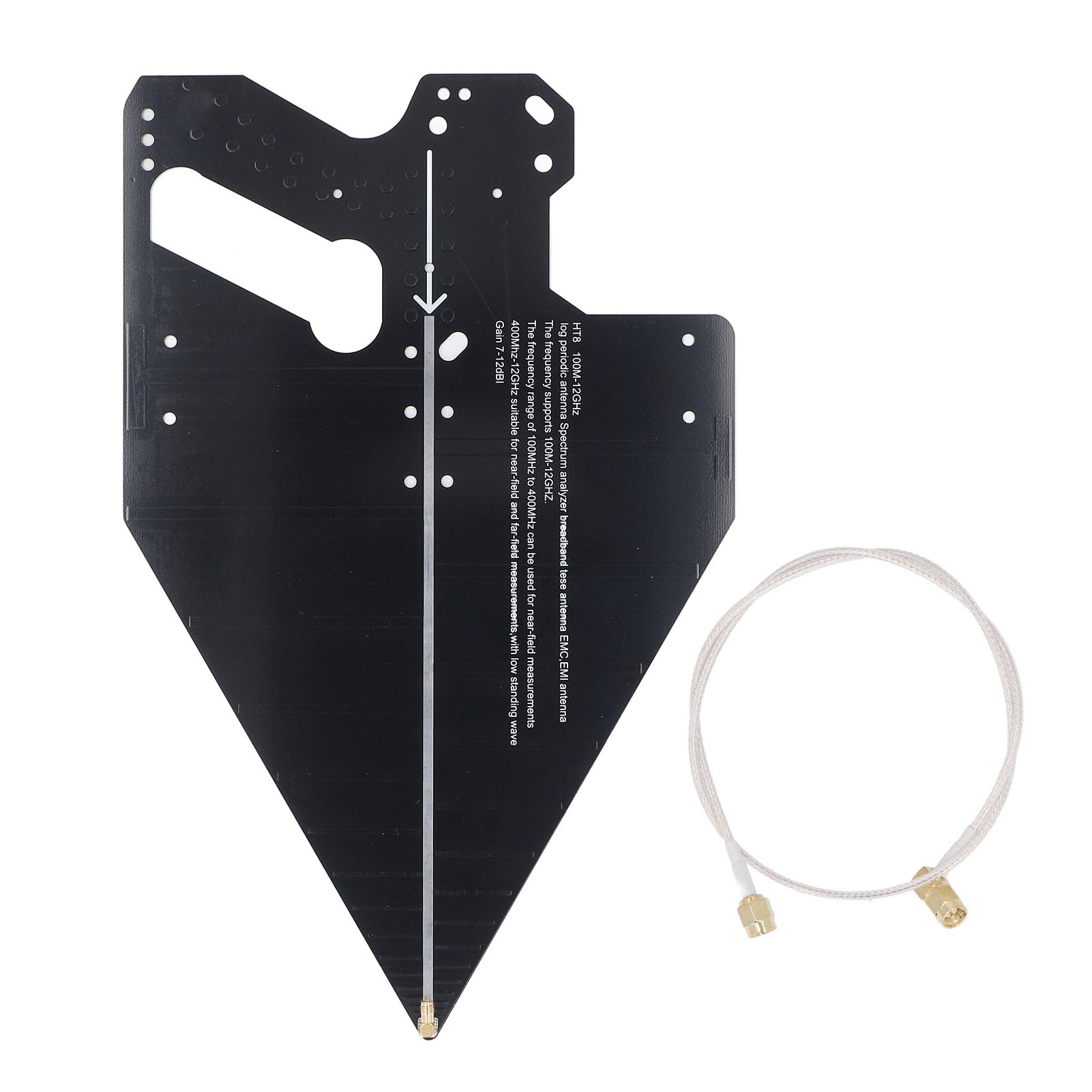 Log Periodic Directional RF Antenna Outdoor Kit 100MHz?C12GHz for Cellular Modems Routers Spectrum Analysis EMC Testing Wireless Monitoring