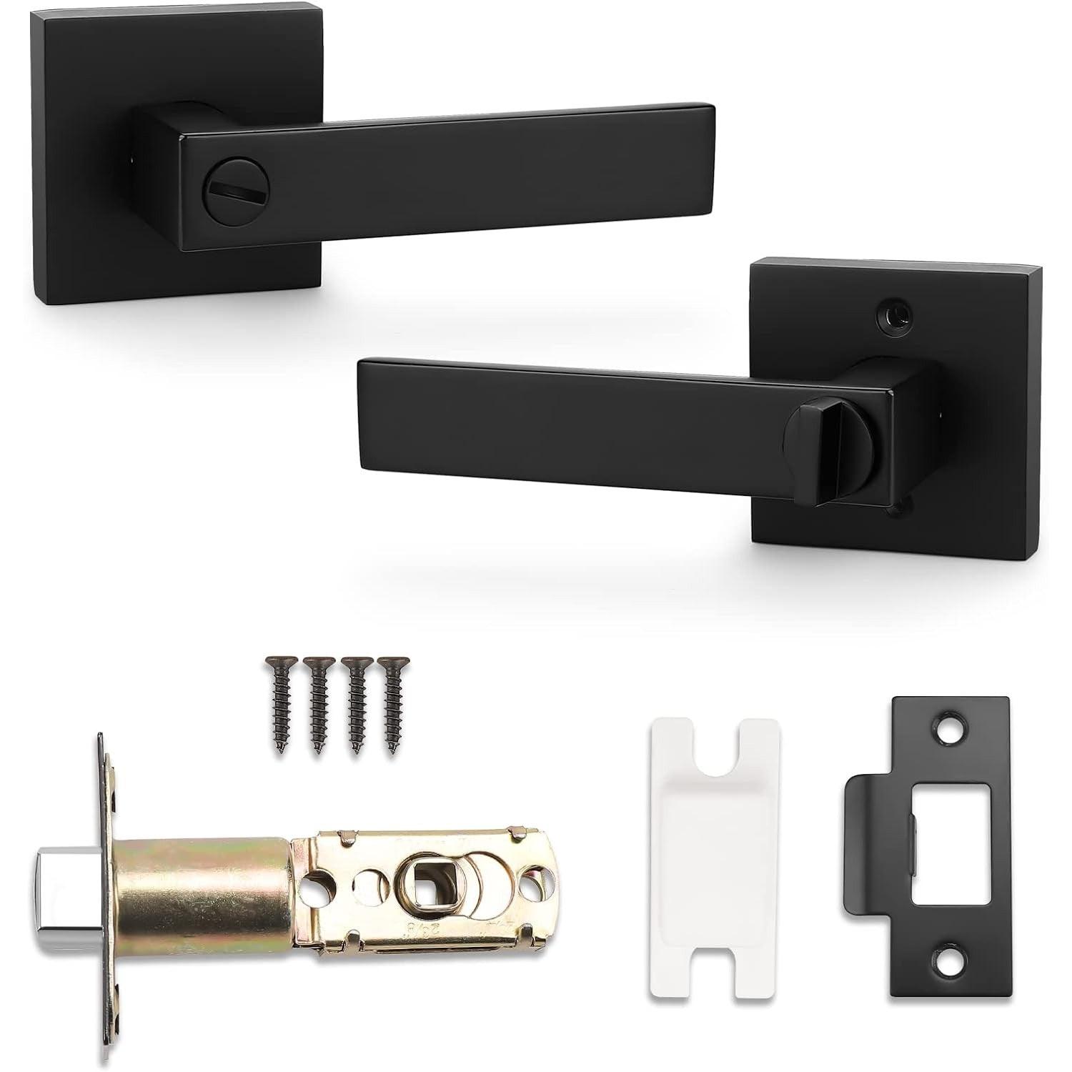 Interior Privacy Door Lever Stainless Steel Square Handle Bathroom Bedroom