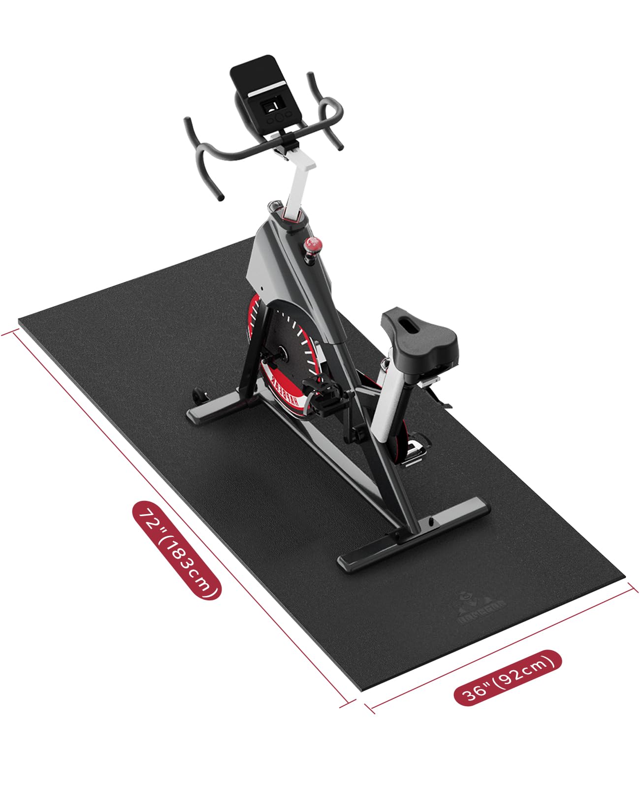 HAPBEAR Exercise Equipment Mat-72" x 36"x1/4" (183 x 92cm?6mm), Treadmill Mat, Exercise Bike Mat, Heavy-Duty Floor Protector, Non-slip, Noise